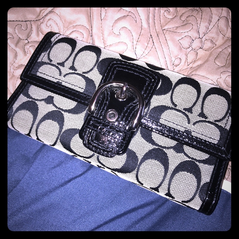 Black and white Coach Signature wallet